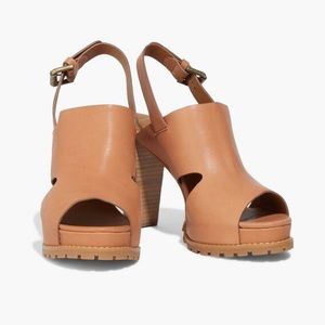 See by Chloé Brooke Cutout Leather Platform Slingback Sandals Brown Eu 38